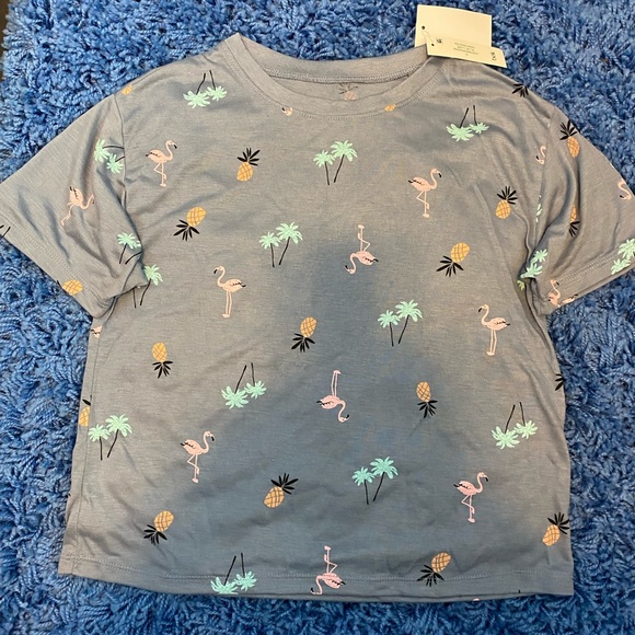 NWT Flamingos! short sleeve crop t-shirt - Picture 1 of 3